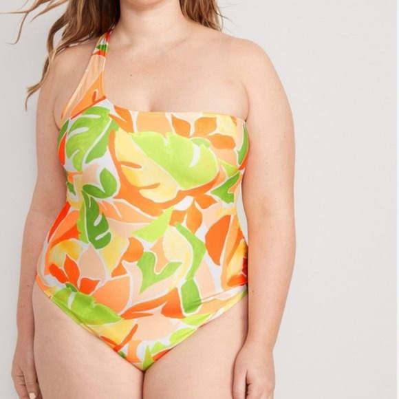 Old Navy One-Shoulder Swimsuit – Tropical Leaf Print – Size XXL - Picture 3 of 6